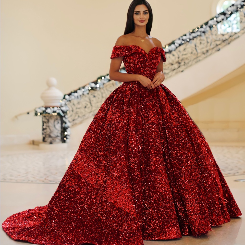 Long red princess dress